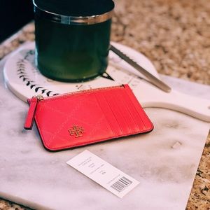 BNWT Tory Burch Georgia Top Zip Card Case